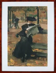 Isaac Israëls, Dame met krant in park, Reproductie op papier