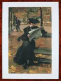 Isaac Israëls, Dame met krant in park, Reproductie op papier
