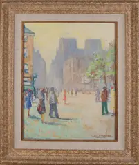 X. Dungher?, Impressionistisch stadsgezicht, Olieverf op linnen