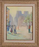 X. Dungher?, Impressionistisch stadsgezicht, Olieverf op linnen