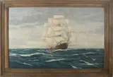 Cor van de Velde, Twee-master op hoge zee, Olieverf op linnen