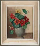 P. Lacor, Vaas met bloemen, Olieverf op linnen
