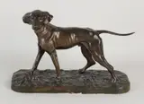 Antiek gesigneerd bronzen beeld, Jachthond