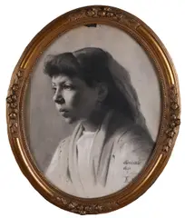 William James Müller, Meisjesportret Maria Miniscalo, Houtskool opgehoogd met wit