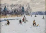Viatcheslav Nabaton, IJsvissen in Rusland, 1979, Olieverf op paneel