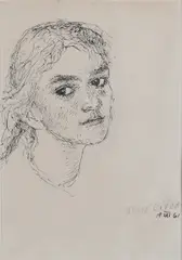 Paul Citroen, Meisjesportret, 1961, Zwarte inkt op papier