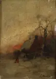 Ludvig Munthe, Boerderij met boerin bij avond