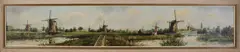 J. Vergeer, Molens bij Kinderdijk, Olieverf op paneel