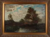 Hendrik van Bloem, Riviergezicht met boerderij, Olieverf op linnen