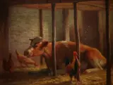 Evert Rabbers, Koe met kippen