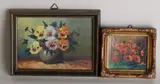 2x Klein schilderij, Stilleven, Olieverf op paneel