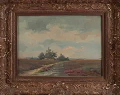 P.A. Nijgh, Twents landschap met boerderij, 1949, Olieverf op linnen