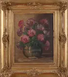 R. Hoetner, Vaas met bloemen, Olieverf op paneel