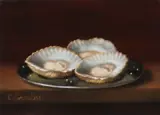 Stilleven oesters op tinnen bord by C. Cornelisz, Olieverf op paneel, sold Apr 2019