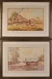 2x J. Le Blanc, 2x Landschappen met schapen, Aquarellen op papier