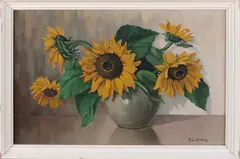 Zonnebloem by H. Schallenberg, Olieverf op linnen, sold Apr 2019