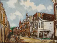 B.C. van Ettinger, Straat in Voorburg, 1975, Olieverf op paneel