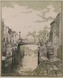 J.H. Mastenbroek, Bruggetje over kanaal, 1943, Litho op papier