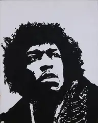 Verso Phil May, Jimmy Hendrix, Olieverf op linnen