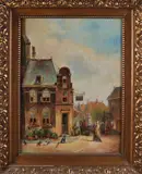 C.A. Spruijt, Hollands stadsgezicht, Olieverf op paneel