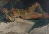 Monogram J.S., Liggend vrouwelijk naakt, Olieverf op linnen