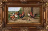 Kippen bij schuur by Onduid. gesig., Olieverf op paneel, sold Apr 2019