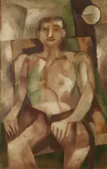 Udo Genschmer, Kubistisch figuur, Olieverf op paneel