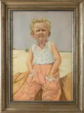 Georg Wickert, Jongen op Nederlands strand, Pastel op papier
