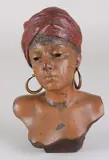 door E. Villanis by Antieke Weense beschilderde bronzen buste, sold Apr 2019