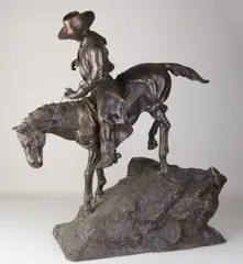 Zeer groot bronzen figuur, Cowboy