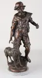 Jongen met hond by Antiek Frans compositie metalen figuur, sold Apr 2019