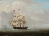 Casparus Morel, Zeegezicht met Hollandse schepen, Olieverf op paneel