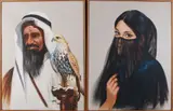 Twee maal Yang Saudia, Arabieren, 1979, Olieverf op linnen