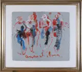 4 vrouwen figuren by Anton Heyboer, Olieverf op geschept papier, sold Jan 2019
