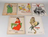 5x Bladmuziek, 1930, Vijf maal bladmuziek met voorpagina's lithografie Willy Sluyter