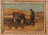 Fedor van Kregten, Boer bij kalf, Olieverf op linnen
