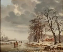 R. Beunk, Hollandse ijspret, Olieverf op linnen