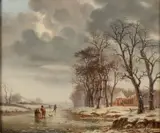 R. Beunk, Hollandse ijspret, Olieverf op linnen