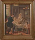 J. Jelgershuis, Fries interieur bidden voor eten, Aquarel op papier