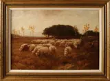 Martinus Nefkens, Coming sheep met herder, Olieverf op linnen