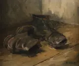 A.. Luycx, Paar oude veterschoenen, 1922, Olieverf op linnen