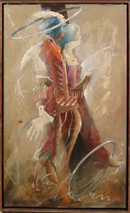 Vrouw bij boom by Reinhardt Zado, 1951, Acryl op linnen, sold Jan 2019