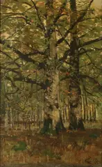 Monogram Th. B, Berkenbos, Olieverf op paneel