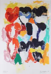 Jan Cremer, Abstract floraal, Litho op papier