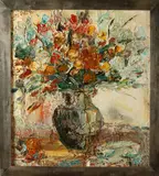 Pang Yongjie, Vaas met bloemen, Olieverf op linnen