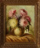 Tilly Moes, Vaas met bloemen, Olieverf op linnen