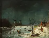 Onduid. gesig., Hollandse ijspret, Olieverf op paneel
