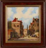 Monogram C.L., Romantisch stadsgezicht, Olieverf op paneel