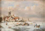 H. Balman, Hollandse ijspret, Olieverf op paneel