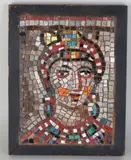 Griekse dame by Oud mozaïek portret in houten lijst, sold Jan 2019